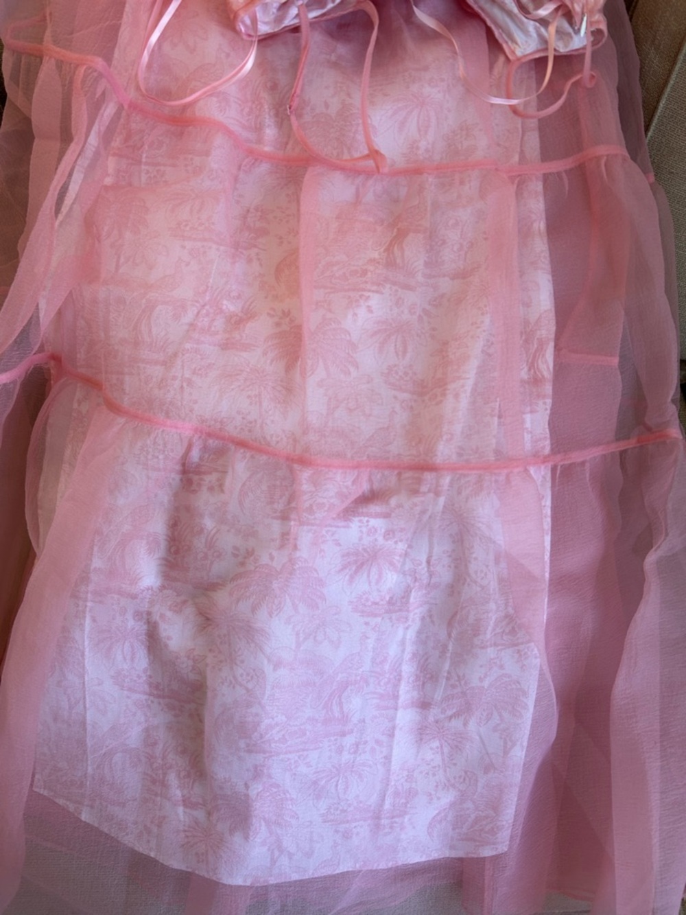 STAUD Pink Strapless Tiered Tulle Maxi Dress - Picture 8 of 13